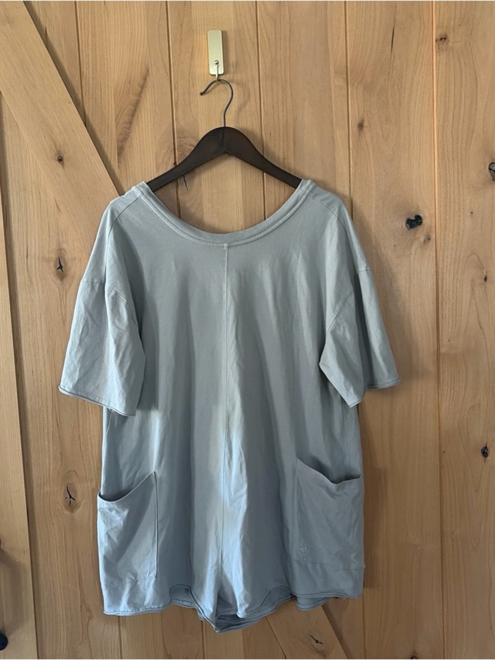 Free People FP Movement Hot Shot Romper Tee Women's S Gray Blue Shorts Pockets